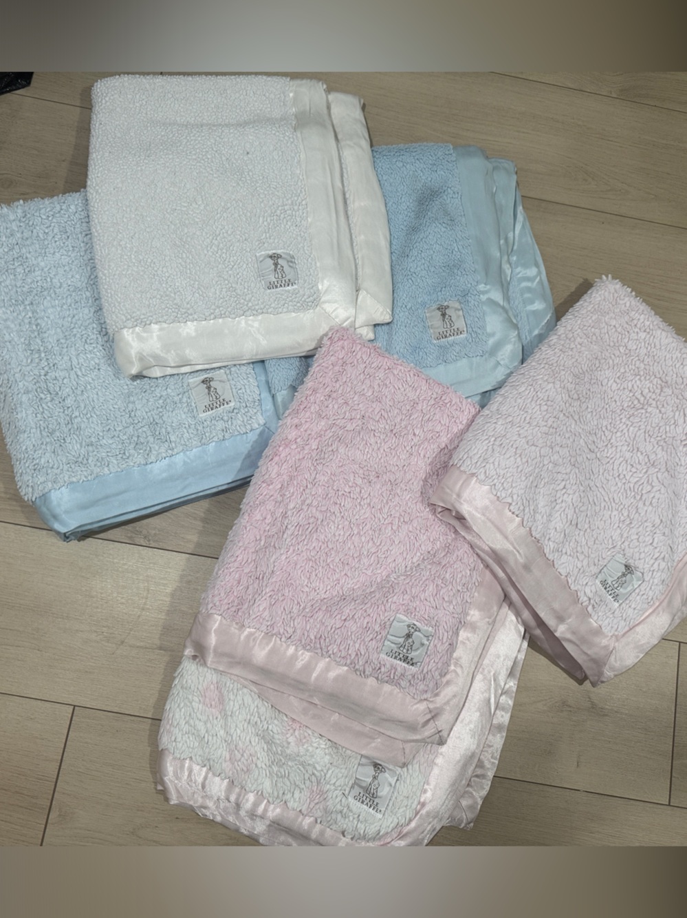 Little Giraffe Soft Pink and Light Blue Baby Blankets BUNDLE 6